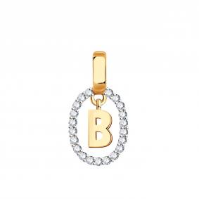 Золотая подвеска-буква В TALANT с фианитом ПД 1231 ПД 1231 фото